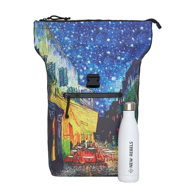 New Rebels Mart Art Roll-Top Backpack (L) - 'Cafe at Night'