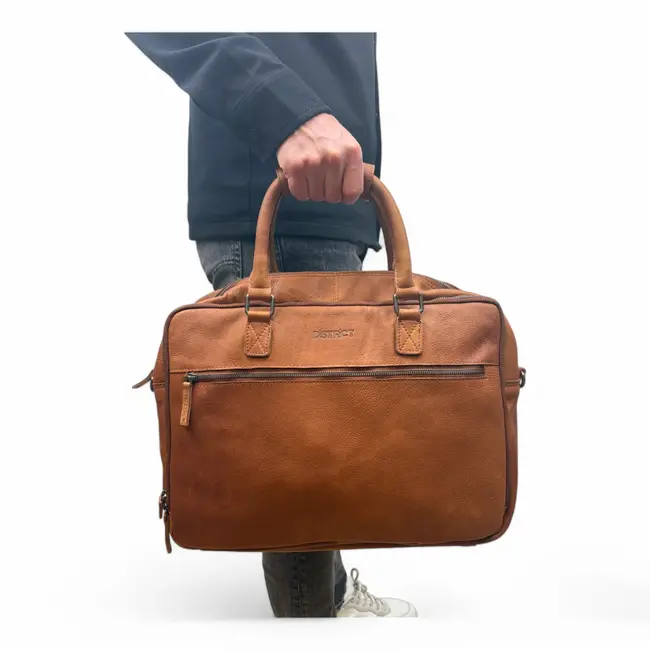 DSTRCT Preston Park Laptoptas - Cognac