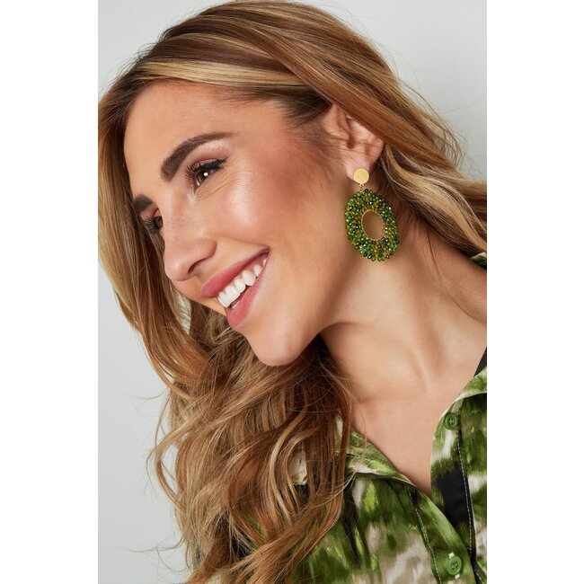 Statement oorbellen 'Cocktail Party' - Groen