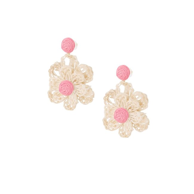 Statement oorbellen 'Boom Bloom' Naturel/Roze