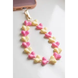 Telefoonkoord  Sweetheart-  Ecru/Roze