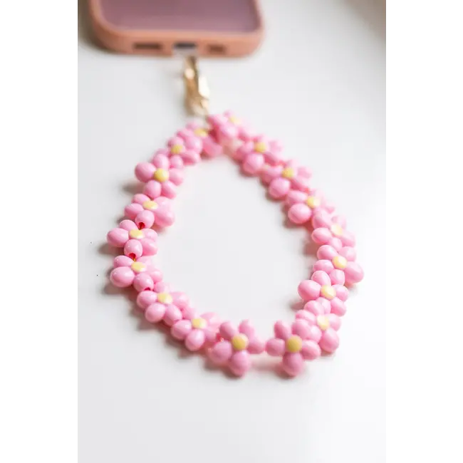 Telefoonkoord Flowers - Roze