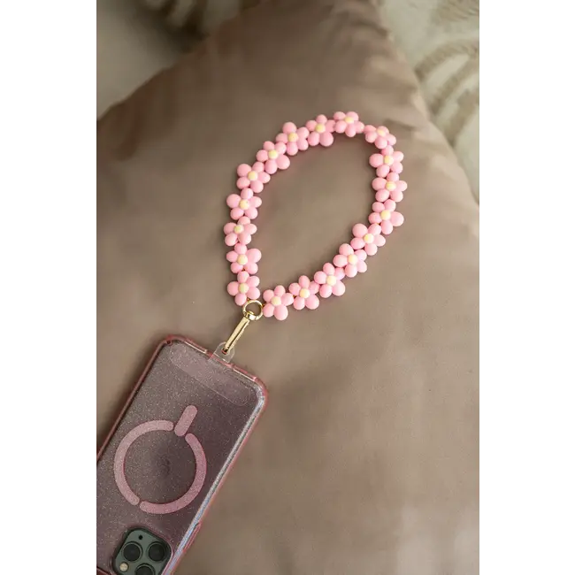 Telefoonkoord Flowers - Roze