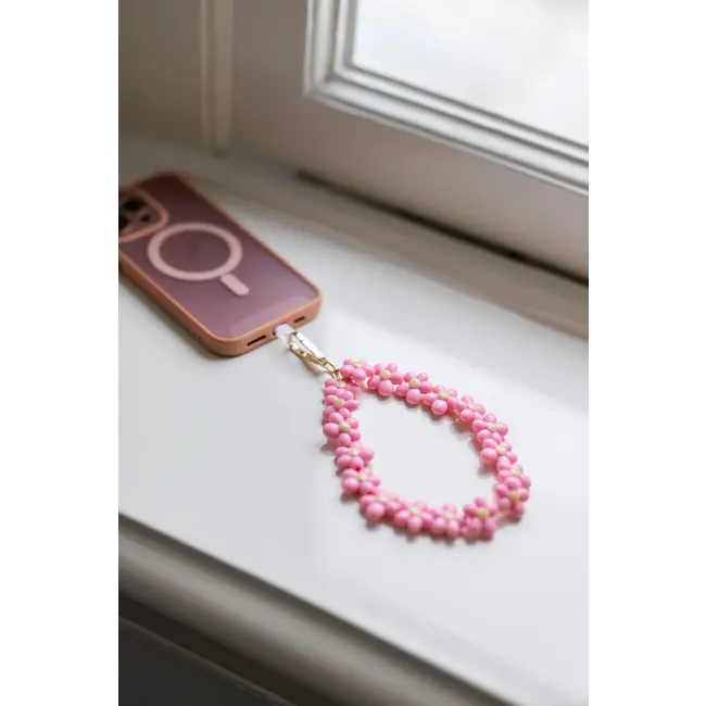 Telefoonkoord Flowers - Roze