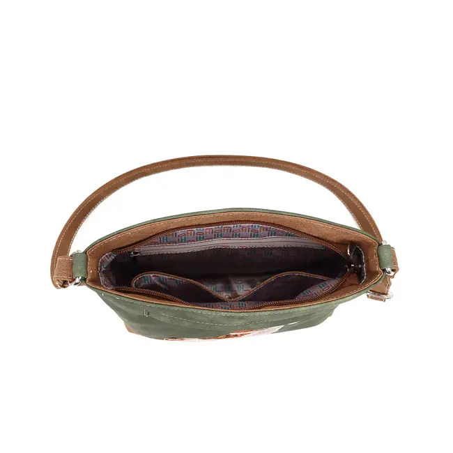 Hi-di-Hi 'Appetizer' crossbody bag  D.green/Cognac - APP21