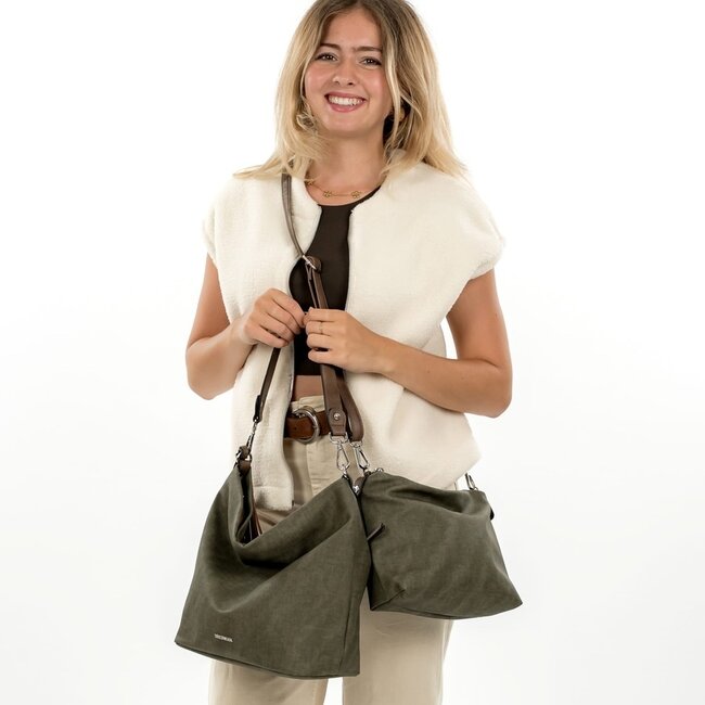 Emily & Noah 'Elke' Schoudertas - Olijf/Bruin