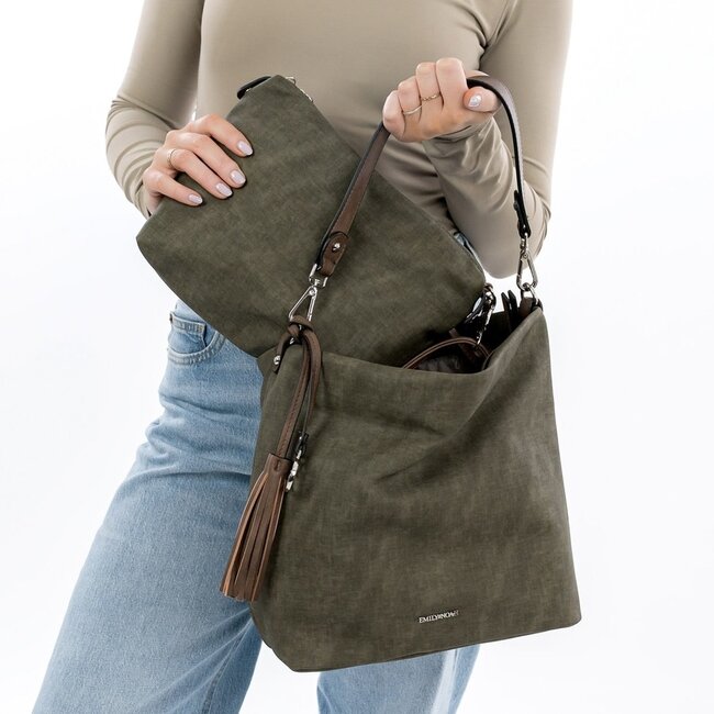 Emily & Noah 'Elke' Schoudertas - Olijf/Bruin