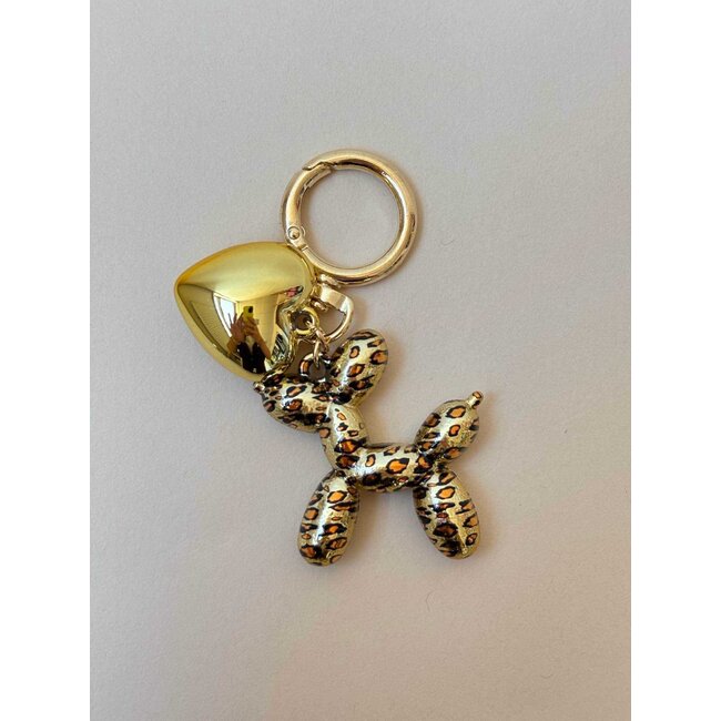 Sleutel/Tashanger - 'Balloon Dog' Goud/Panter