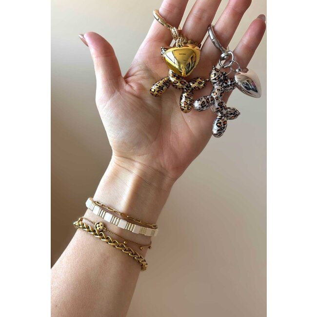 Sleutel/Tashanger - 'Balloon Dog' Goud/Panter