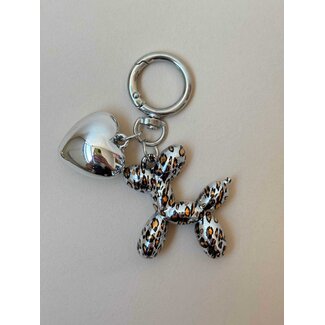 Sleutel/Tashanger - 'Balloon Dog' Zilver/Panter