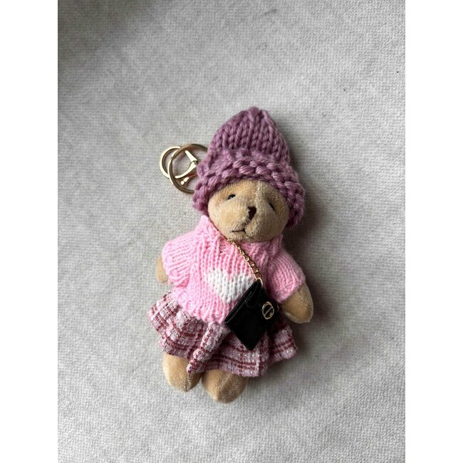 Sleutel/Tashanger - 'Coco Flanel' Roze