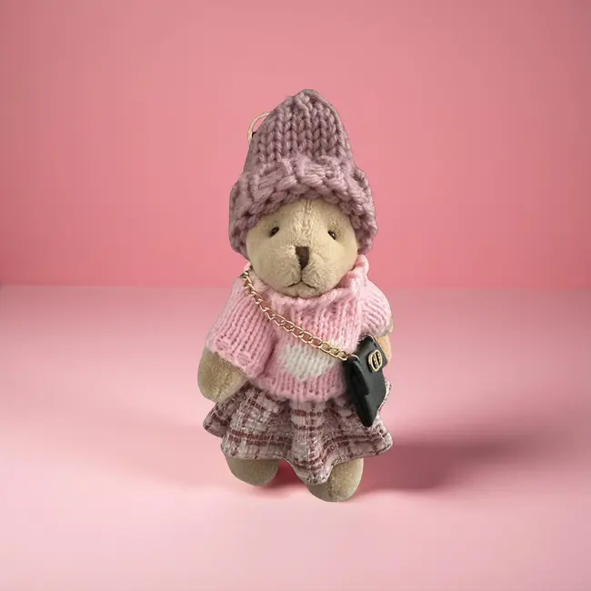 Sleutel/Tashanger - 'Coco Flanel' Roze