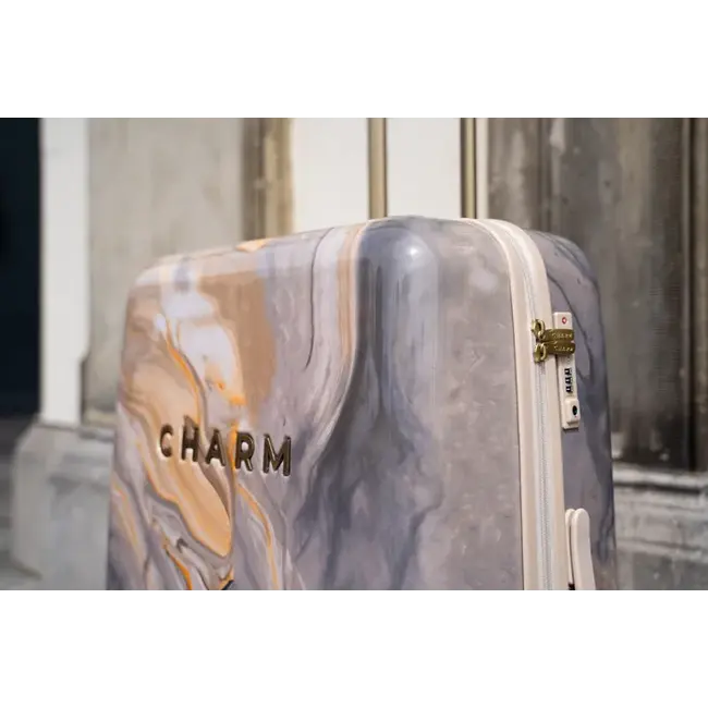 Charm London 'Travel' Large Trolley - Marmer Lichtgrijs 75x47x27cm