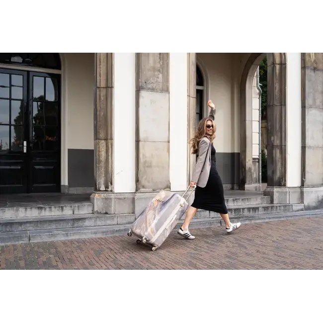 Charm London 'Travel' Large Trolley - Marmer Creme 75x47x27cm