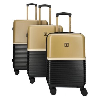 Enrico Benetti 'Princetown' Medium Trolley - Zwart/Camel 65x45x26cm