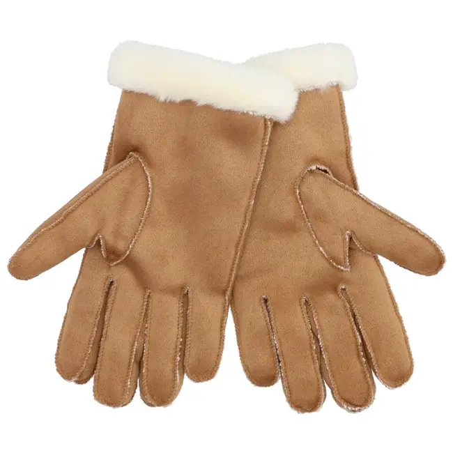 Suedine Handschoenen Cognac - Maat M