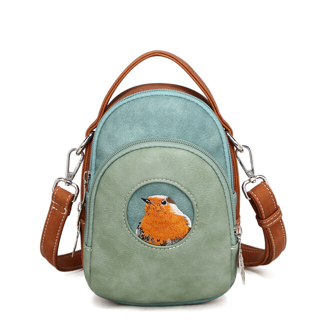 Hi-di-Hi 'Ditty' crossbody bag  L.Green/Aqua/Cognac - DIT03