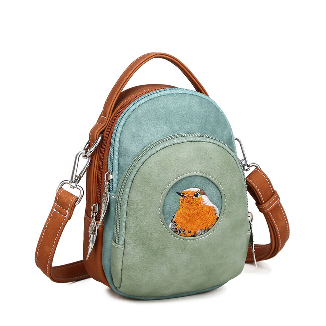 Hi-di-Hi 'Ditty' crossbody bag  L.Green/Aqua/Cognac - DIT03