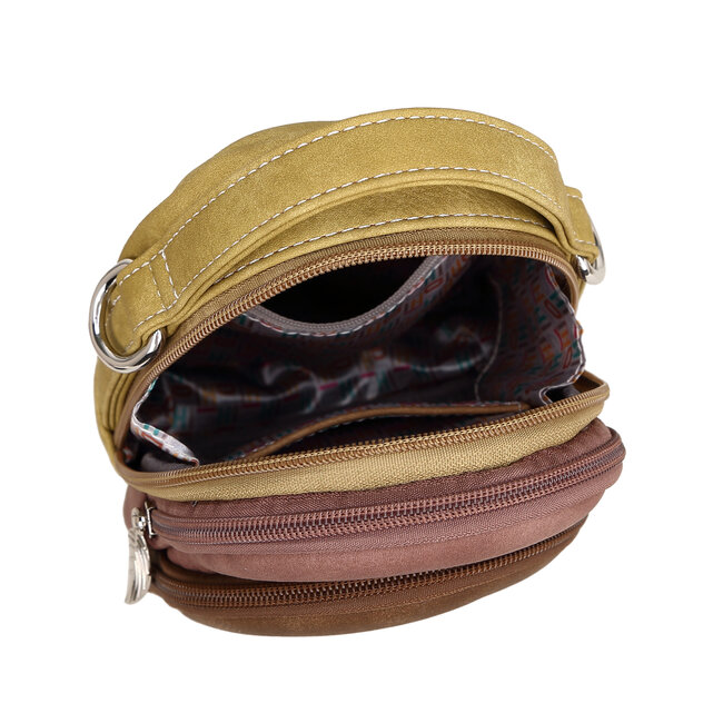 Hi-di-Hi 'Ditty' crossbody bag  D.Brown/Lilac/Yellow - DIT01