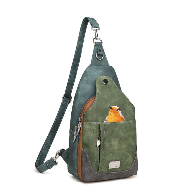 Hi-di-Hi 'Wander' slingbag/backpack D.Blue/D.Green - WA03
