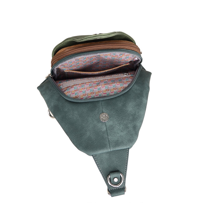 Hi-di-Hi 'Wander' slingbag/backpack D.Blue/D.Green - WA03