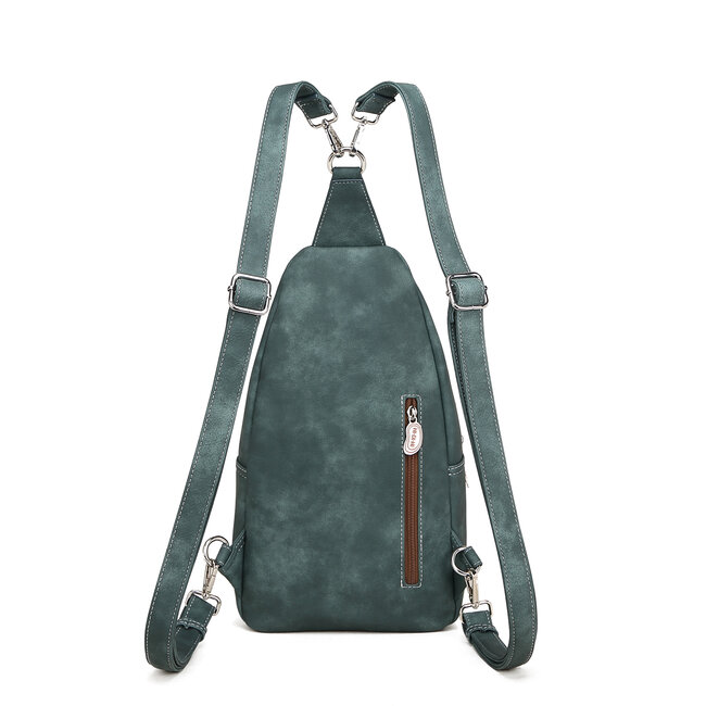 Hi-di-Hi 'Wander' slingbag/backpack D.Blue/D.Green - WA03