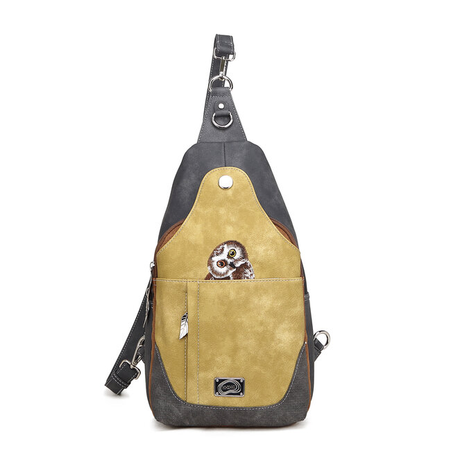 Hi-di-Hi 'Wander' slingbag/backpack D.Grey/Yellow - WA04