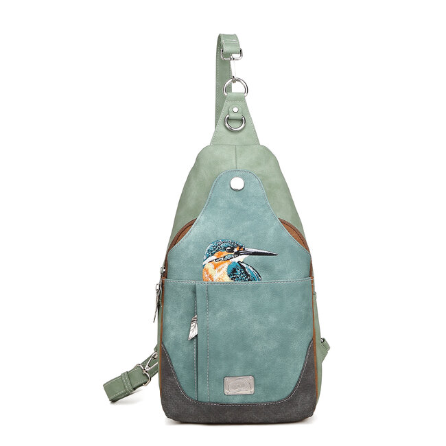 Hi-di-Hi 'Wander' slingbag/backpack L.Green/Aqua - WA02