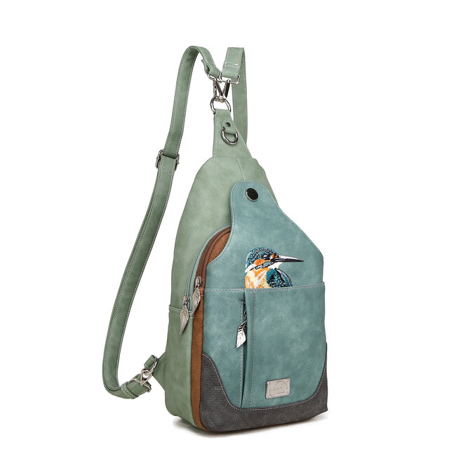 Hi-di-Hi 'Wander' slingbag/backpack L.Green/Aqua - WA02