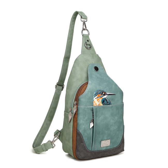 Hi-di-Hi 'Wander' slingbag/backpack L.Green/Aqua - WA02