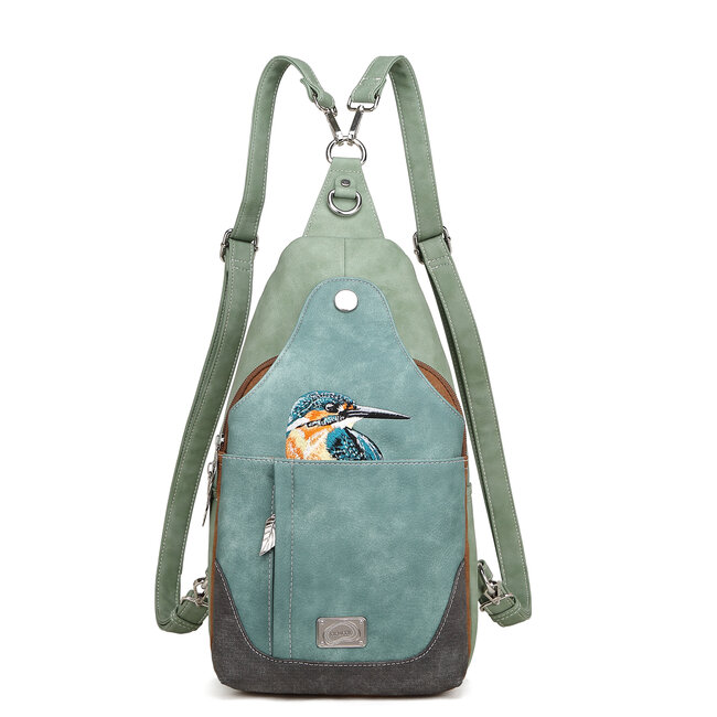 Hi-di-Hi 'Wander' slingbag/backpack L.Green/Aqua - WA02