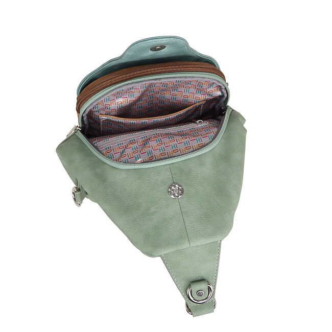 Hi-di-Hi 'Wander' slingbag/backpack L.Green/Aqua - WA02
