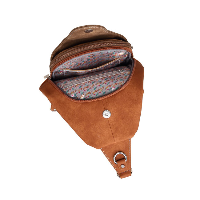 Hi-di-Hi 'Wander' slingbag/backpack Cognac/D.Brown - WA01