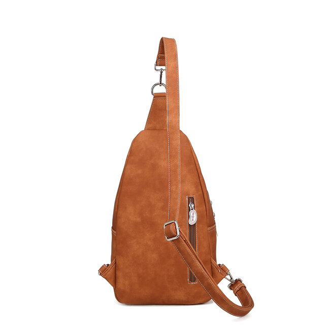 Hi-di-Hi 'Wander' slingbag/backpack Cognac/D.Brown - WA01