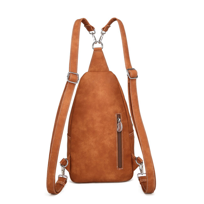 Hi-di-Hi 'Wander' slingbag/backpack Cognac/D.Brown - WA01