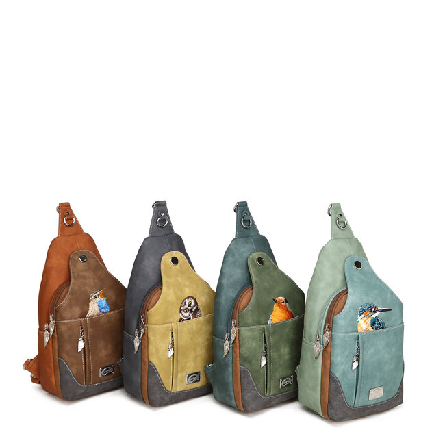 Hi-di-Hi 'Wander' slingbag/backpack D.Blue/D.Green - WA03