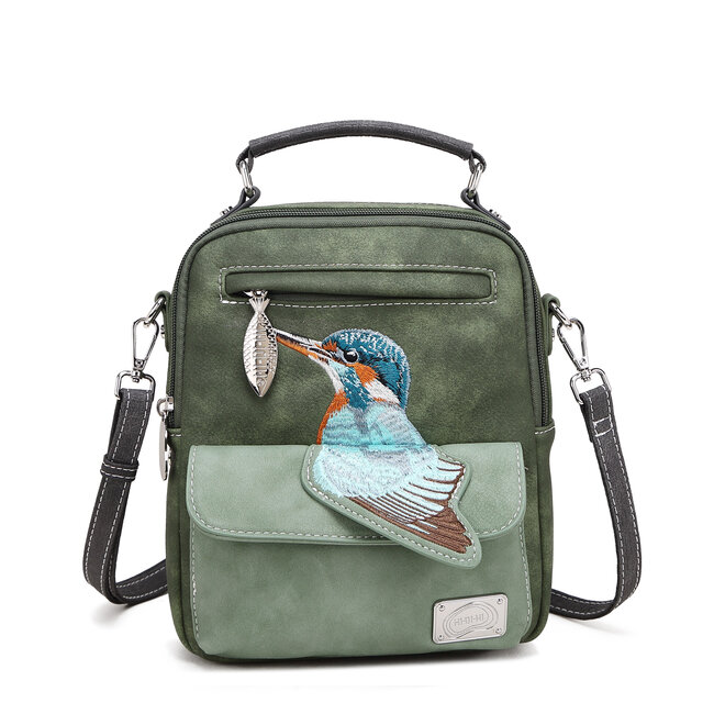 Hi-di-Hi 'Traveller' hand/shoulder bag D.Green/L.Green - TRV15