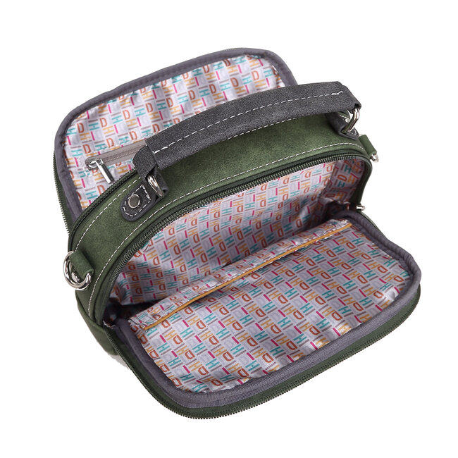 Hi-di-Hi 'Traveller' hand/shoulder bag D.Green/L.Green - TRV15