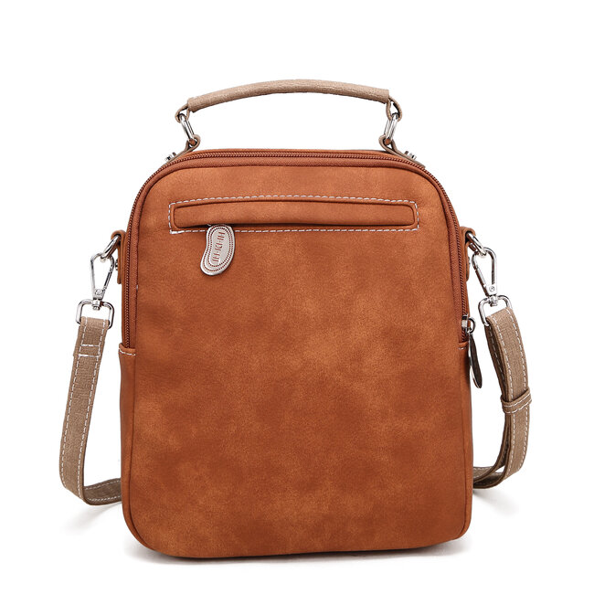 Hi-di-Hi 'Traveller' hand/shoulder bag Cognac/D.Grey - TRV13