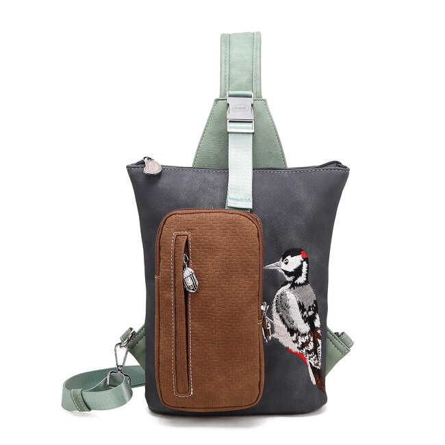 Hi-di-Hi 'Drummer' Slingbag/Backpack D.Grey/L.Green - DR08