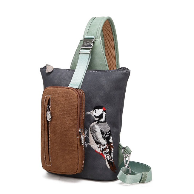 Hi-di-Hi 'Drummer' Slingbag/Backpack D.Grey/L.Green - DR08