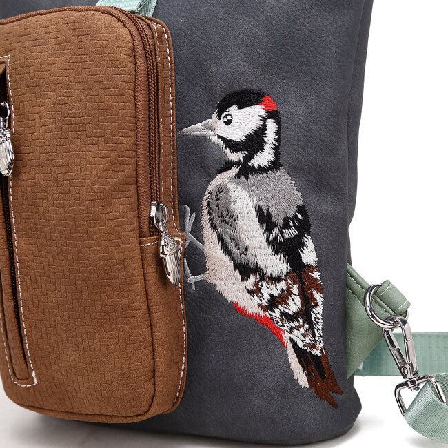 Hi-di-Hi 'Drummer' Slingbag/Backpack D.Grey/L.Green - DR08