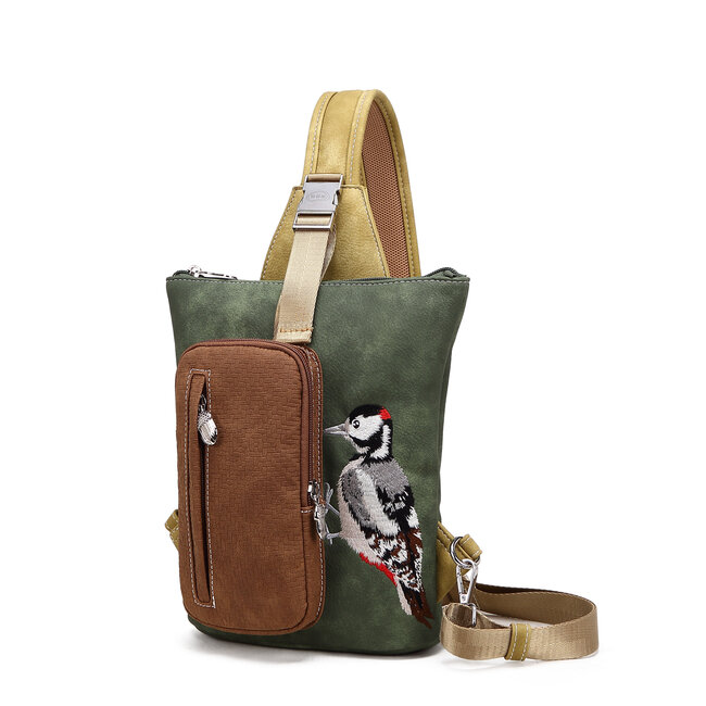 Hi-di-Hi 'Drummer' Slingbag/Backpack D.Green/Yellow - DR07