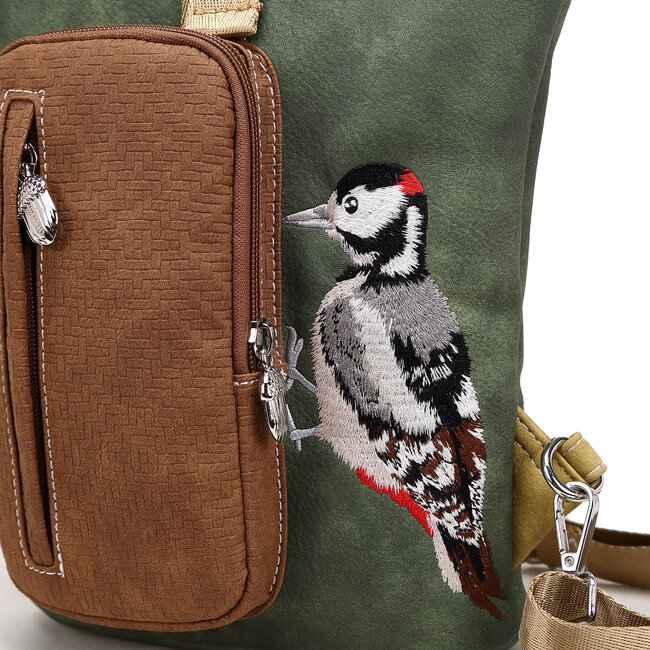 Hi-di-Hi 'Drummer' Slingbag/Backpack D.Green/Yellow - DR07