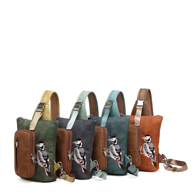 Hi-di-Hi 'Drummer' Slingbag/Backpack D.Green/Yellow - DR07