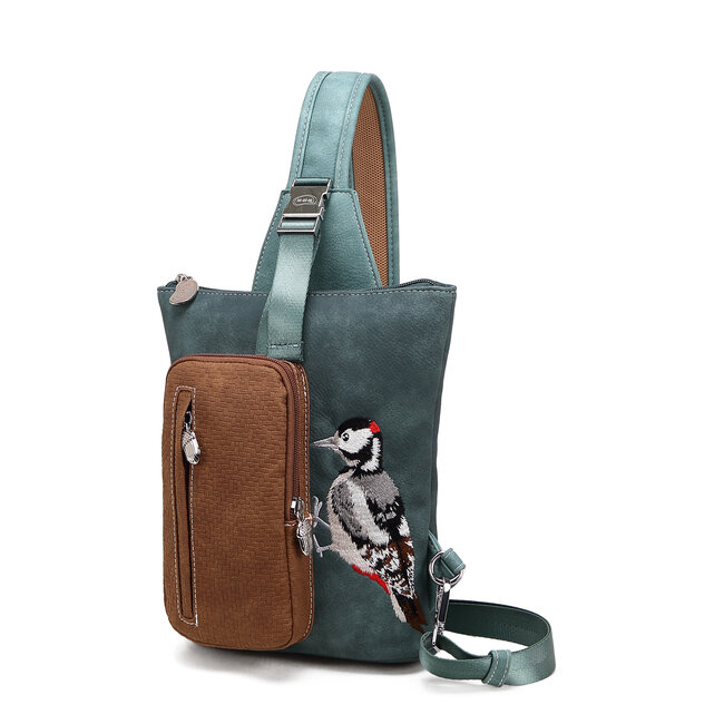 Hi-di-Hi 'Drummer' Slingbag/Backpack D.Blue/Aqua - DR06