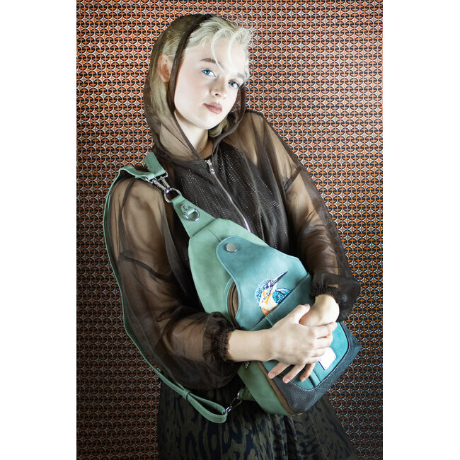 Hi-di-Hi 'Wander' slingbag/backpack L.Green/Aqua - WA02