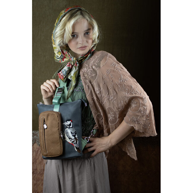 Hi-di-Hi 'Drummer' Slingbag/Backpack D.Grey/L.Green - DR08