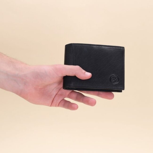 Hide & Stitches Hide & Stitches Da Vinci Billfold portemonnee - Zwart