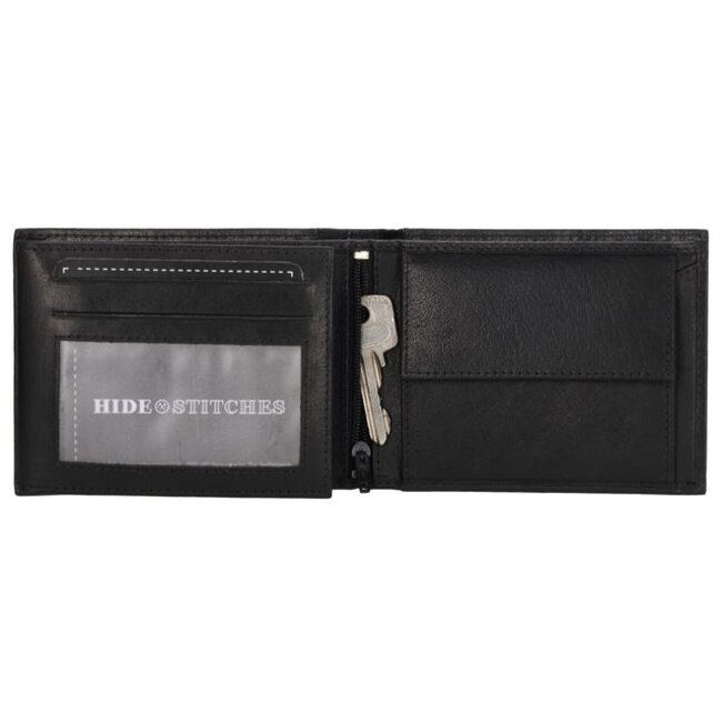 Hide & Stitches Hide & Stitches Da Vinci Billfold portemonnee - Zwart